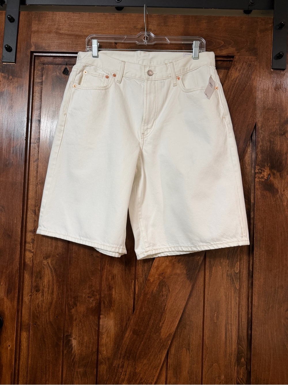 GAP Mid Rise Longline White Denim Shorts - Picture 8 of 9